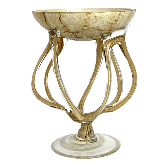 Vintage Josefina Blown Art Glass Octopus Pedestal Dish For Sale - Image 4 of 10