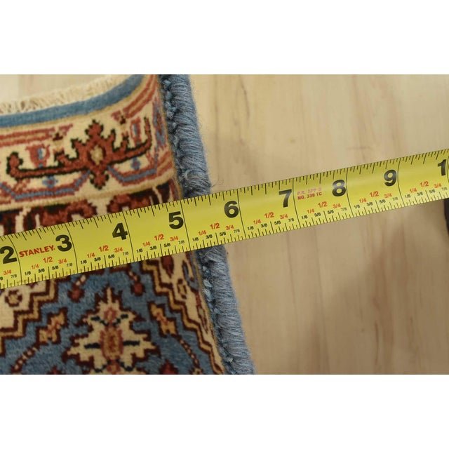 Heriz Runner 2’6” X 7’11” Blue Wool Tribal Hand-Knotted Oriental Rug For Sale - Image 10 of 12
