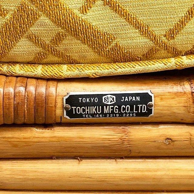 Yellow 1950s Restored Mid-Century 5-Strand Square Pretzel Rattan Chair & Sofa Livingroom Set For Sale - Image 8 of 11