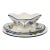 19th Century Faience De Gien French Hand Painted Earthenware Sauce Boat With Attached Underplate and Additional Oval Plate For Sale