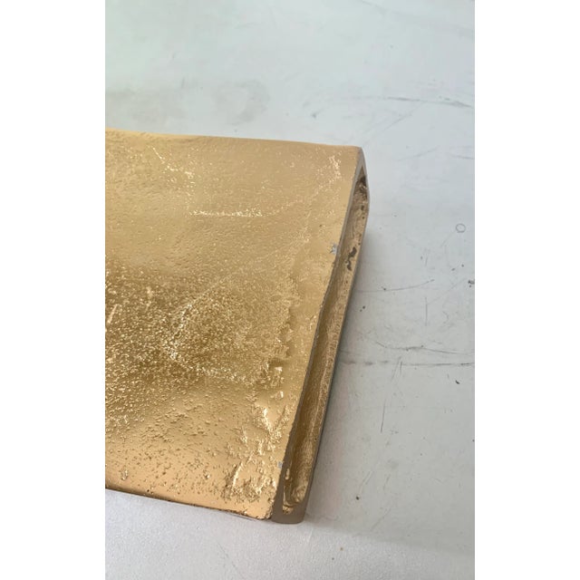 Late 20th Century Full Gilt Metal Ribbed Top Modern Contemporary Flat Vase For Sale - Image 5 of 6