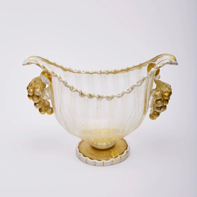 1940s Footed Bowl with Gold Leaf & Grapes by Ercole Barovier for Barovier, Toso & Co., 1949 For Sale - Image 5 of 12
