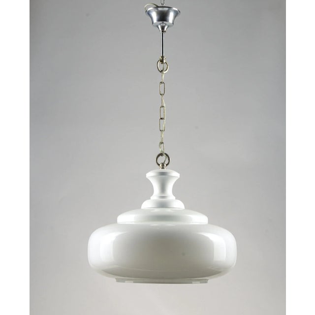 White Vintage Chandelier in Metal, Wood & Glass, 1950s For Sale - Image 8 of 9