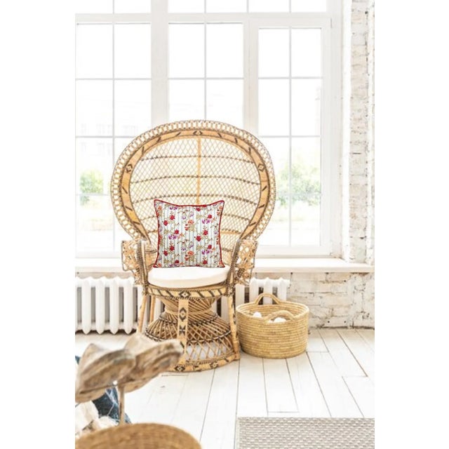 Vintage 1980s Jane Churchill Floral Stripe Pillow Cover With Pom Pom Trim For Sale - Image 12 of 12