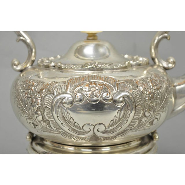 Antique Victorian Cheltenham Converted Silver Plated Tea Kettle Table Lamp For Sale - Image 9 of 18