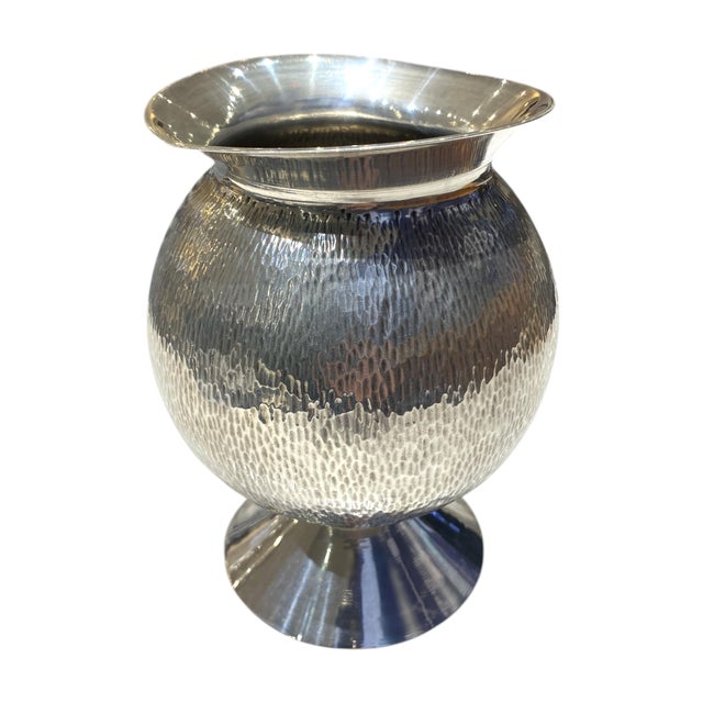 Vintage Italian Silver Plate Hand Hammered Vase For Sale - Image 15 of 18