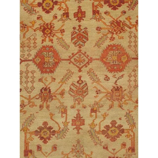 Turkish Late 19th Century Turkish Oushak Rug Soft Ivory Field, Terracotta & Gold Tones For Sale - Image 3 of 18