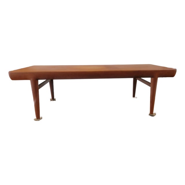 Early 1958 Johannes Anderson Teak Coffee Table With Drawers CFC Silkeborg For Sale