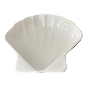 Vintage Pfaltzgraff Heritage White Shell Serving Bowl | Coastal Clamshell Stoneware Dish | Elegant Seashell Centerpiece Bowl