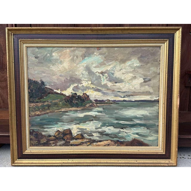 Robert Leparmentier, Depicting the Bay of Paimpol, 1936, Oil on Canvas For Sale - Image 10 of 10