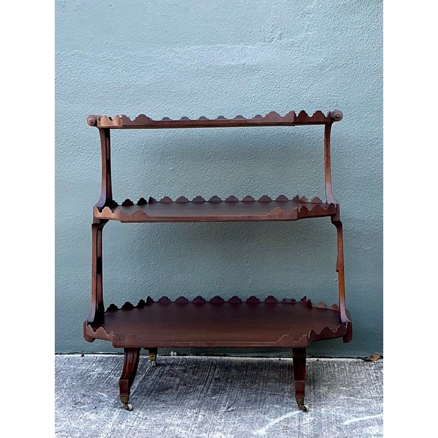 Wood Vintage Regency Scalloped Tabouret For Sale - Image 7 of 12