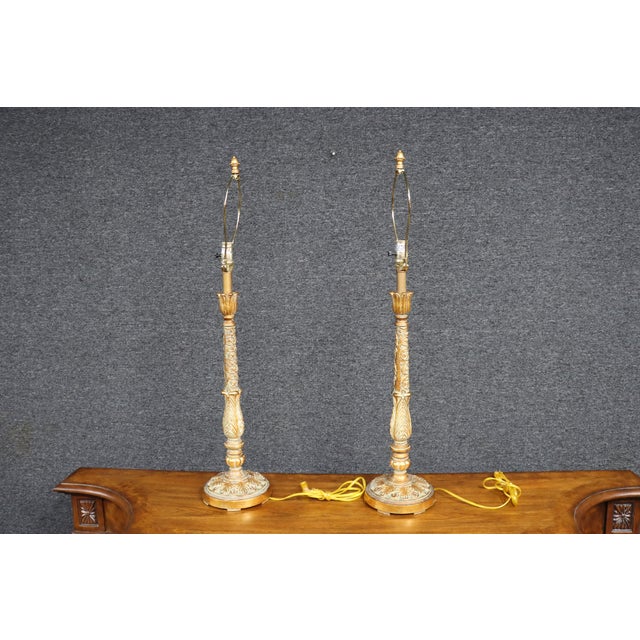 Pair of Italian Neoclassical Parcel Gilt Table Lamps For Sale - Image 11 of 11