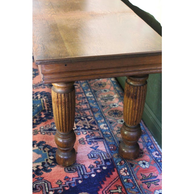 Antique Oak Console Table With Fluted Legs For Sale - Image 6 of 13