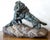 A. Fagotto (19th-20th century) couple of lions, 20th century important bronze sculpture resting on a gray stone base,...