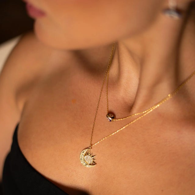 Guardian Blue Evil Eye Minimalist Gold Necklace For Sale - Image 4 of 7