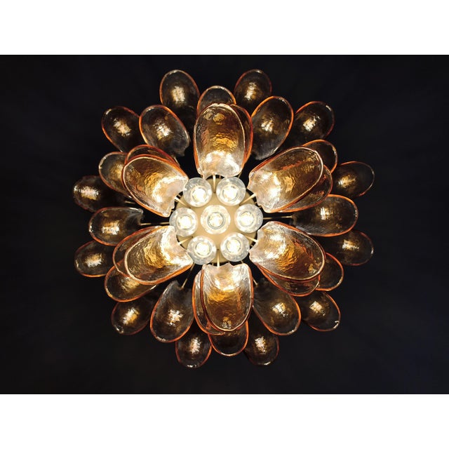 Vintage Italian Murano Chandelier with 36 Lattimo Amber Glass Petals, 1990s For Sale - Image 10 of 17