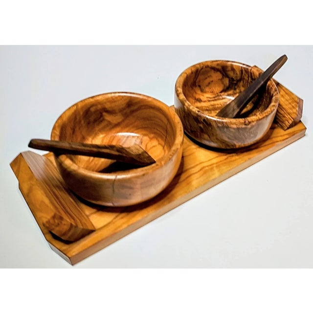 Mid 20th Century Burled Olive Serving Set- 5 Pieces For Sale - Image 5 of 8