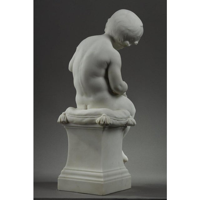 Louis Ernest Barrias, Little Musician, 1880, Carrara Marble For Sale - Image 6 of 18