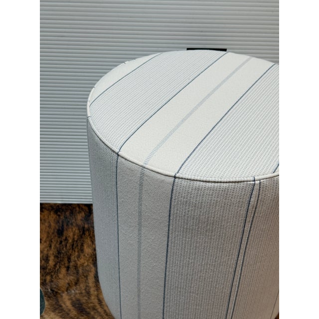 Lee Industries Sunbrella Drum Ottoman For Sale - Image 10 of 12