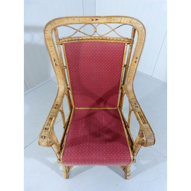 Rattan & Fabric Armchair, 1930s For Sale - Image 15 of 18