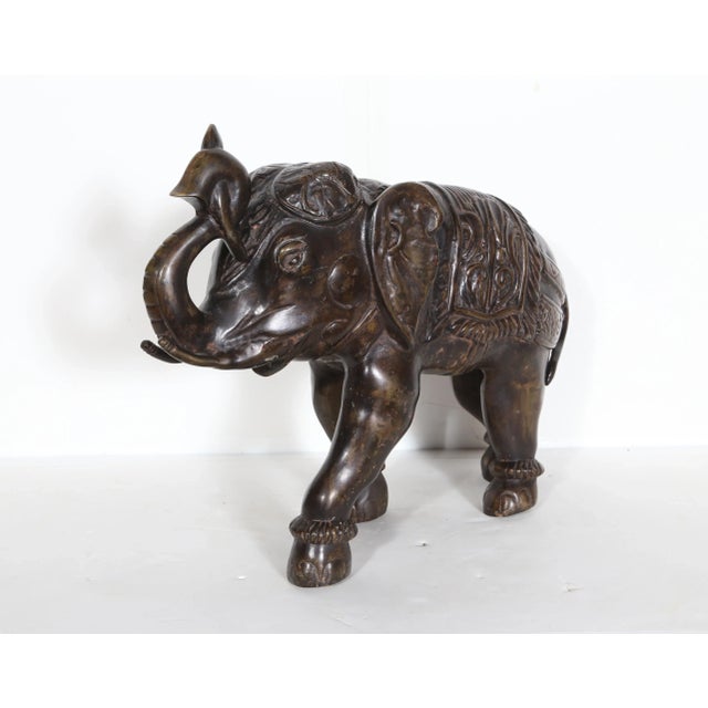 Asian Elephant Bronze Sculpture, Unknown For Sale - Image 3 of 11