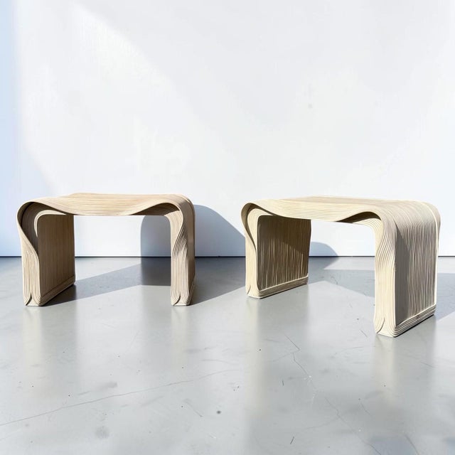 1980s Sculptural Pencil Reed End Tables For Sale - Image 5 of 10