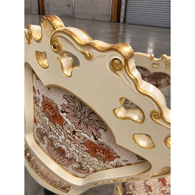 1980s 1980s Vintage French Style Floral Upholstered Wood & Chenille Dining Chairs - Set of 8 For Sale - Image 5 of 12