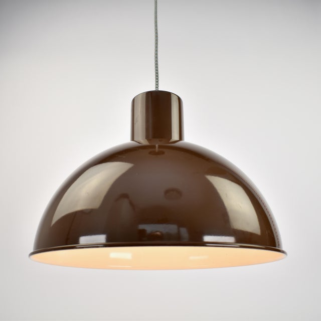 Mid 20th Century Midi Bunker Fog & Mørup Pendant Light by Jo Hammerborg in Chocolate Brown For Sale - Image 16 of 17