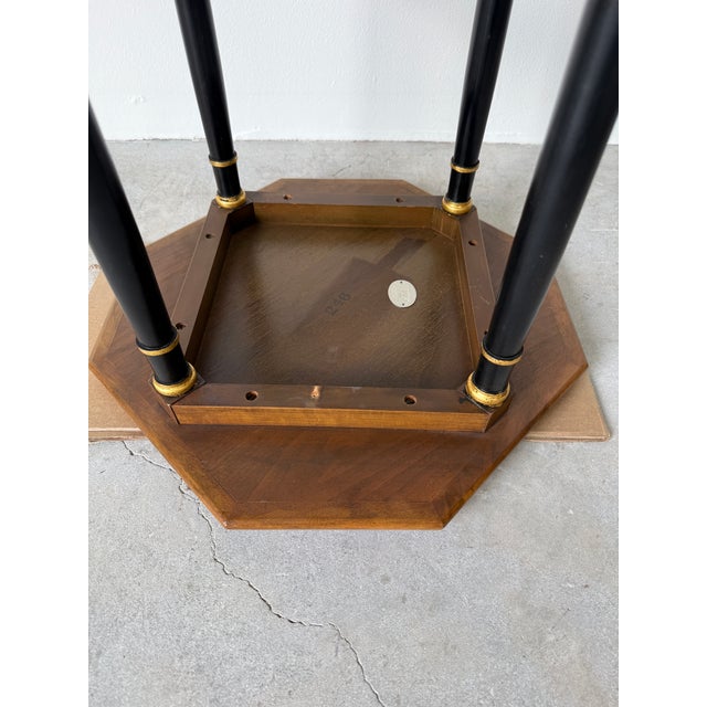 1970s Baker Furniture Regency Style Wooden Side Table With Octagonal Burlwood Top For Sale - Image 16 of 18