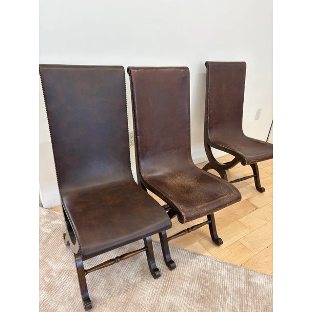 Pierre Lottier Pierre Lottier Brown Spanish Slipper Chairs by Almazan, 1950s For Sale - Image 4 of 11