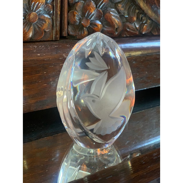 Glass Hand Cut Lead Crystal Dove Easter Egg Paperweight From Poland For Sale - Image 7 of 7