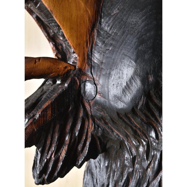 Life Size 6 Foot Handcrafted Wood Carved Black Bear Sculpture For Sale - Image 12 of 16