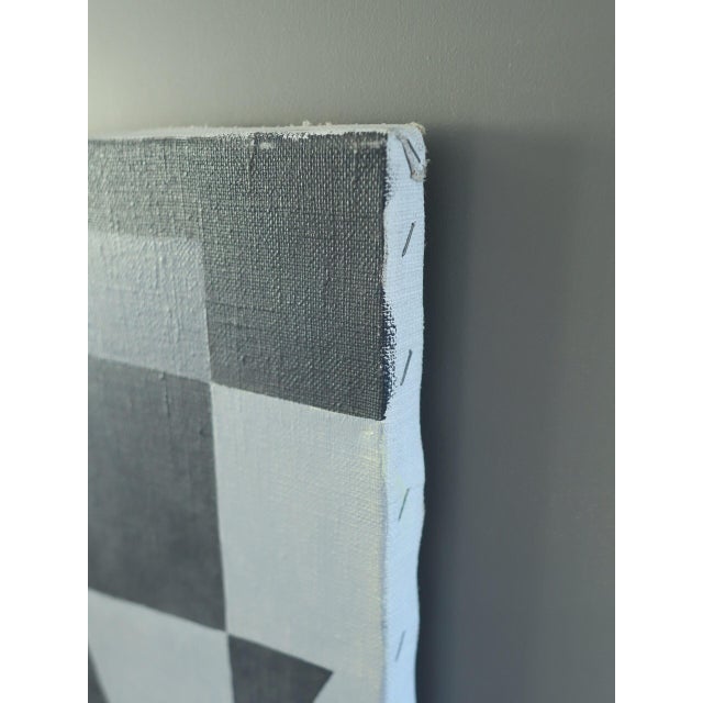 1960s Mid-Century Modern 'Geometry in Grey' Vintage Original Abstract Oil Painting, Framed For Sale - Image 5 of 11