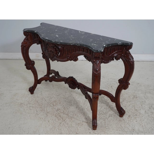 Age: Approx: 20 Years Old Details: Cherry Finish Base High Quality Construction French Style Dark Green Marble Top...