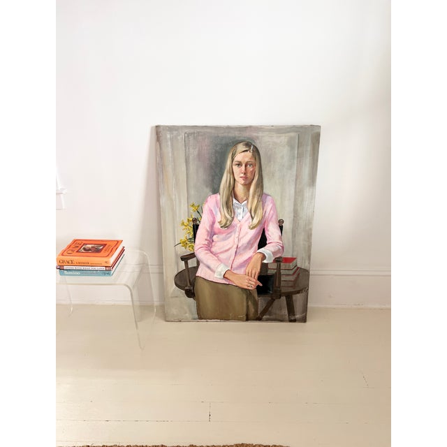 Vintage Comer Jennings Portrait Painting 1970s Original Signed For Sale - Image 4 of 18