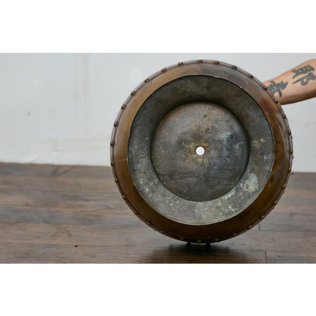 English Copper Arts & Crafts 19th Century Riveted Planter with Patina Finish For Sale - Image 10 of 11