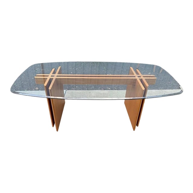 1970s Danish Modern Teak Glass Top Dining Table by Gustav Gaarde for Trekanten Denmark For Sale
