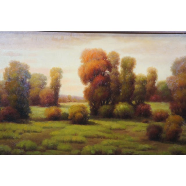 Mid 20th Century Fazzino Impressionist Pastoral Country Landscape Oil Painting on Canvas 48" For Sale - Image 5 of 12