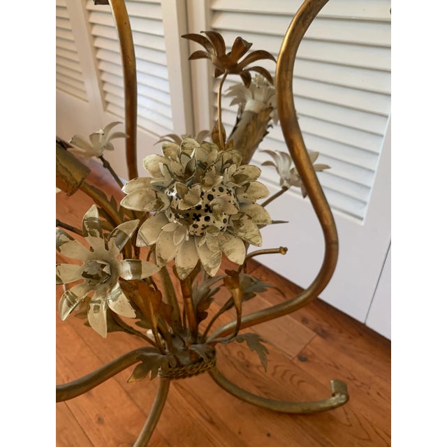 Vintage Italian Tole Table With Candle Holders For Sale - Image 4 of 11