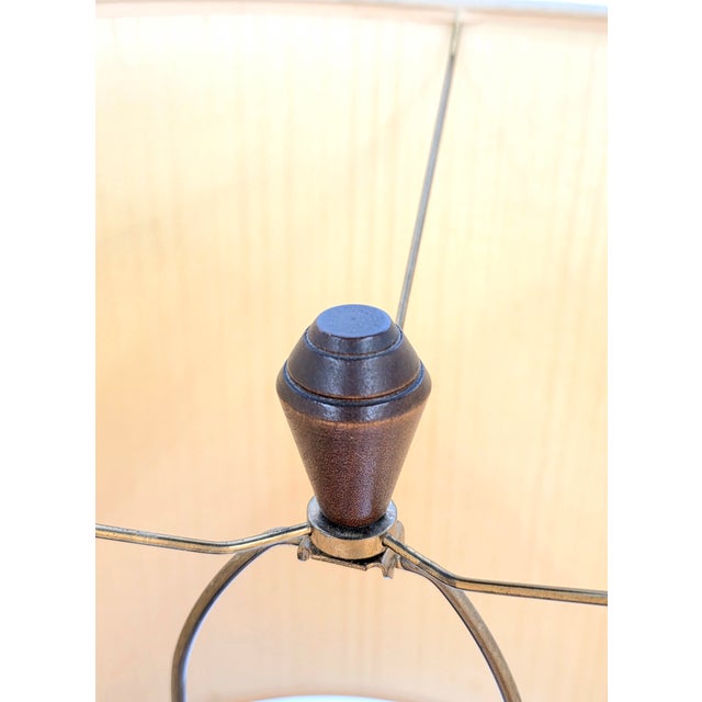 1950s Danish Modern Teal Ceramic & Walnut Lamps - a Pair For Sale In Richmond - Image 6 of 6