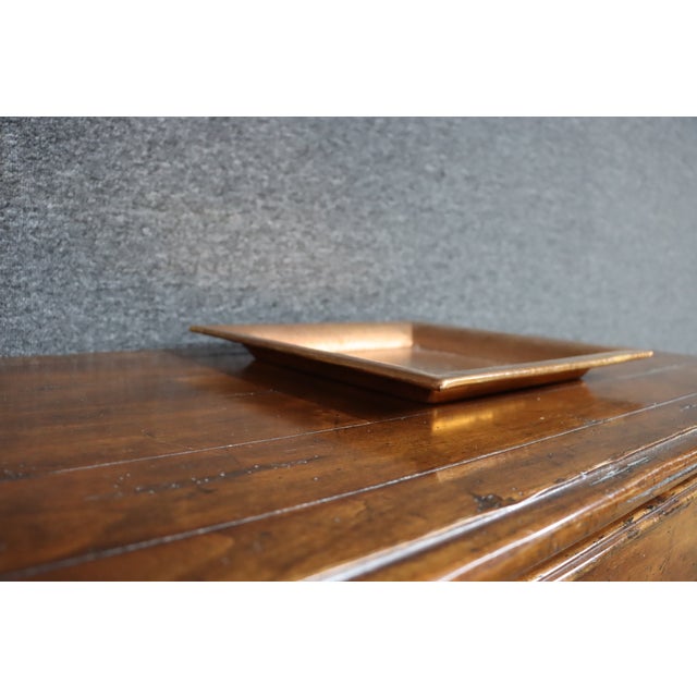 Metal Hammered Copper Square Tray With Wide Gallery Rim For Sale - Image 7 of 10