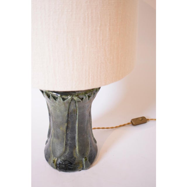 Contemporary Kasaï Blue Green Papyrus Ceramic Lamp from Barracuda Interiors For Sale - Image 3 of 5