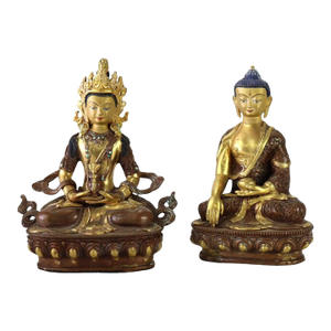 Two Bronze Buddhas: Medicine Buddha & Aparmita Buddha of Infinite Life C1920