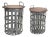 Metal and Wood Side Basket Tables (Set of 2) For Sale