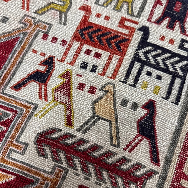 6ft 9in × 9ft 9in Flat Woven Afghan Area Rug For Sale - Image 10 of 12