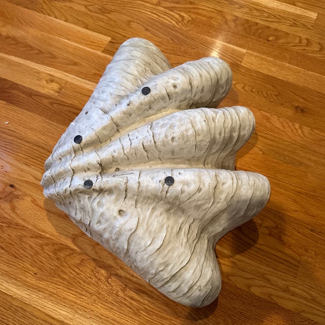 Large faux shell planter, ice bucket, or catchall. Lightly pearlized interior matte exterior.