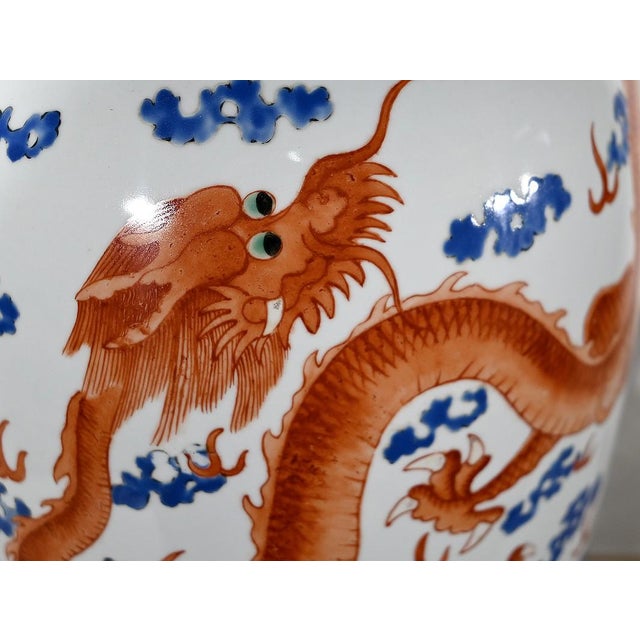 Orange Dragons Table Lamp in Chinese Porcelain, 1960 For Sale - Image 8 of 18