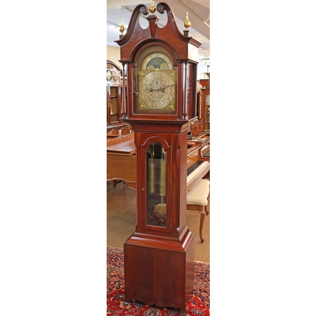 Early 20th Century Mahogany Two Weight Herschede Tall Case Grandfather Clock Dimensions : 89" Tall X 19" Wide X 13" Deep...