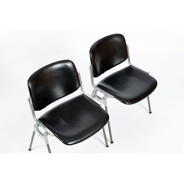 Six Mid Century Italian DSC 106 Leather Stacking Chairs by Giancarlo Piretti for Castelli, 1980s For Sale - Image 9 of 16