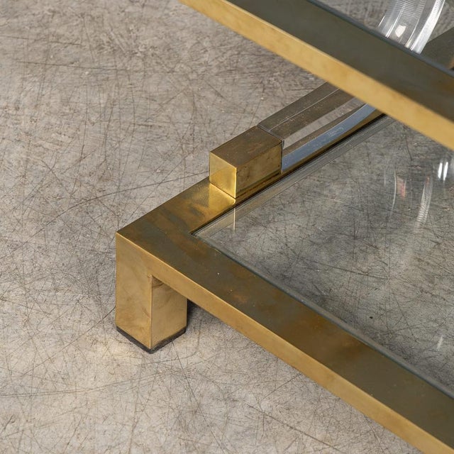 20th Century Hollywood Regency Italian Glass, Brass and Acrylic Glass Coffee Table, 1980 For Sale - Image 12 of 14